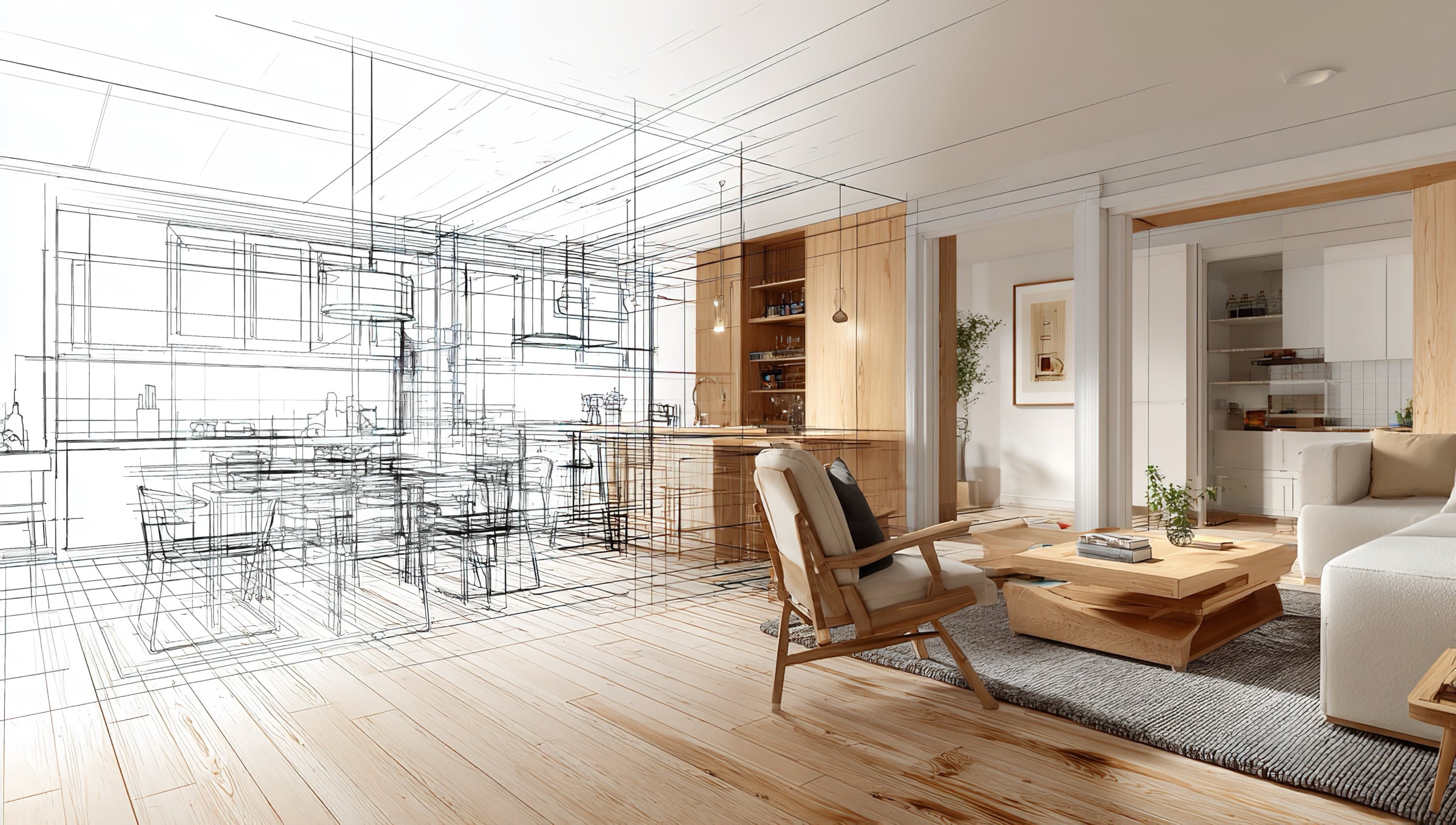 Kitchen remodeling concept moving from design sketch to finished space — iHome Built
