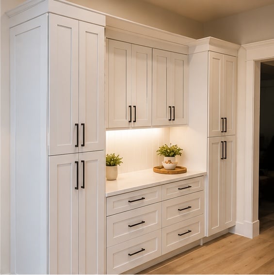 Pantry walls, cabinet interiors, and organizers designed around real use. — iHome Built