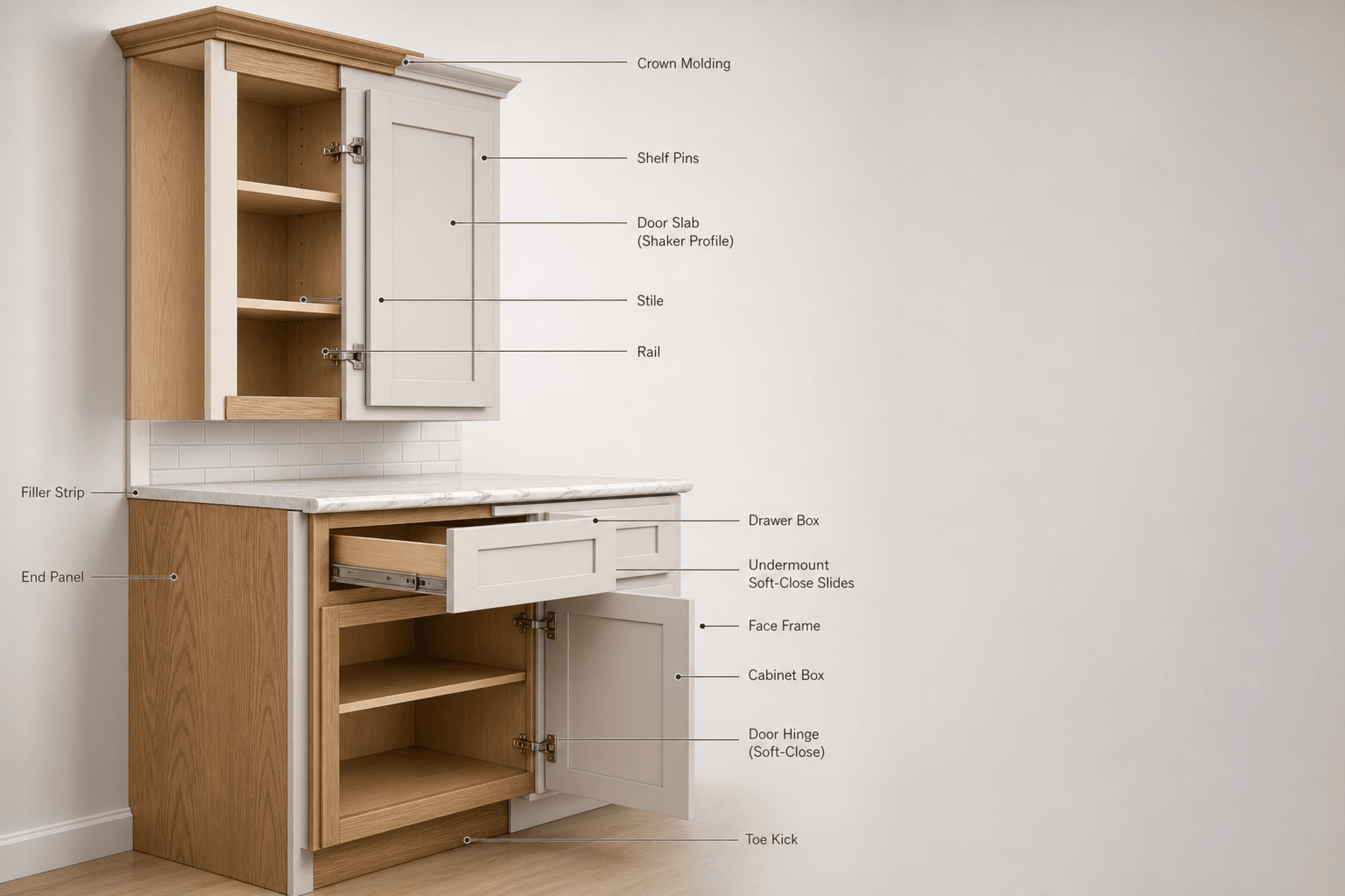 Labeled cabinet cross-section guide
