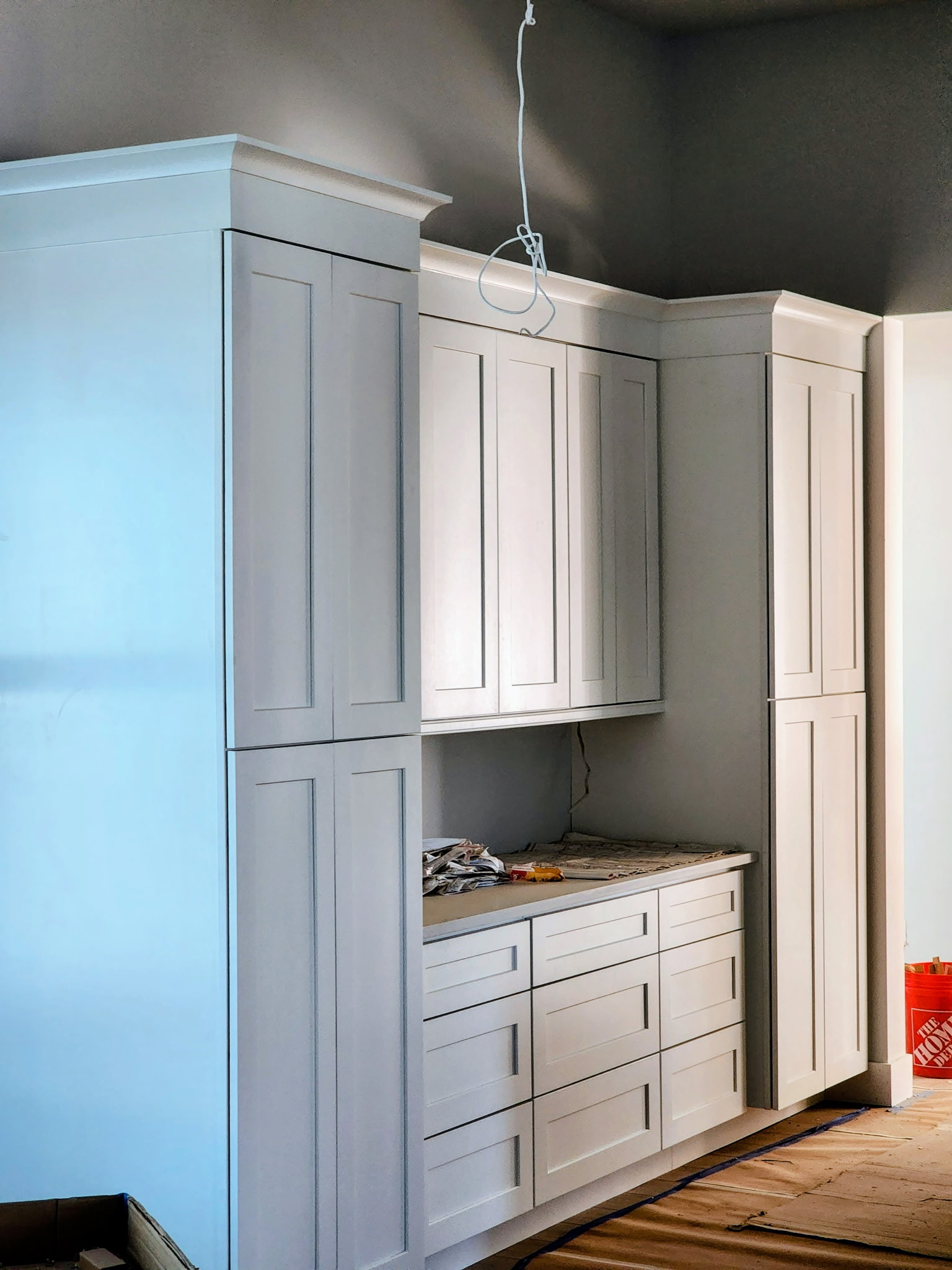 Gray cabinet install