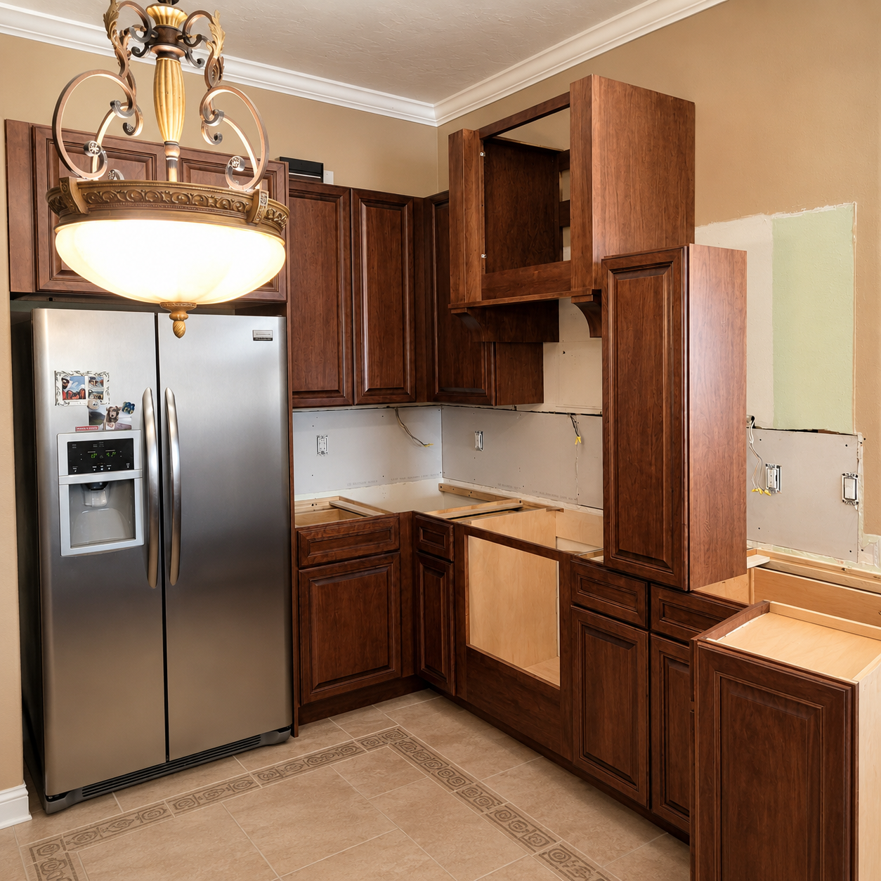 Cherry cabinet corner