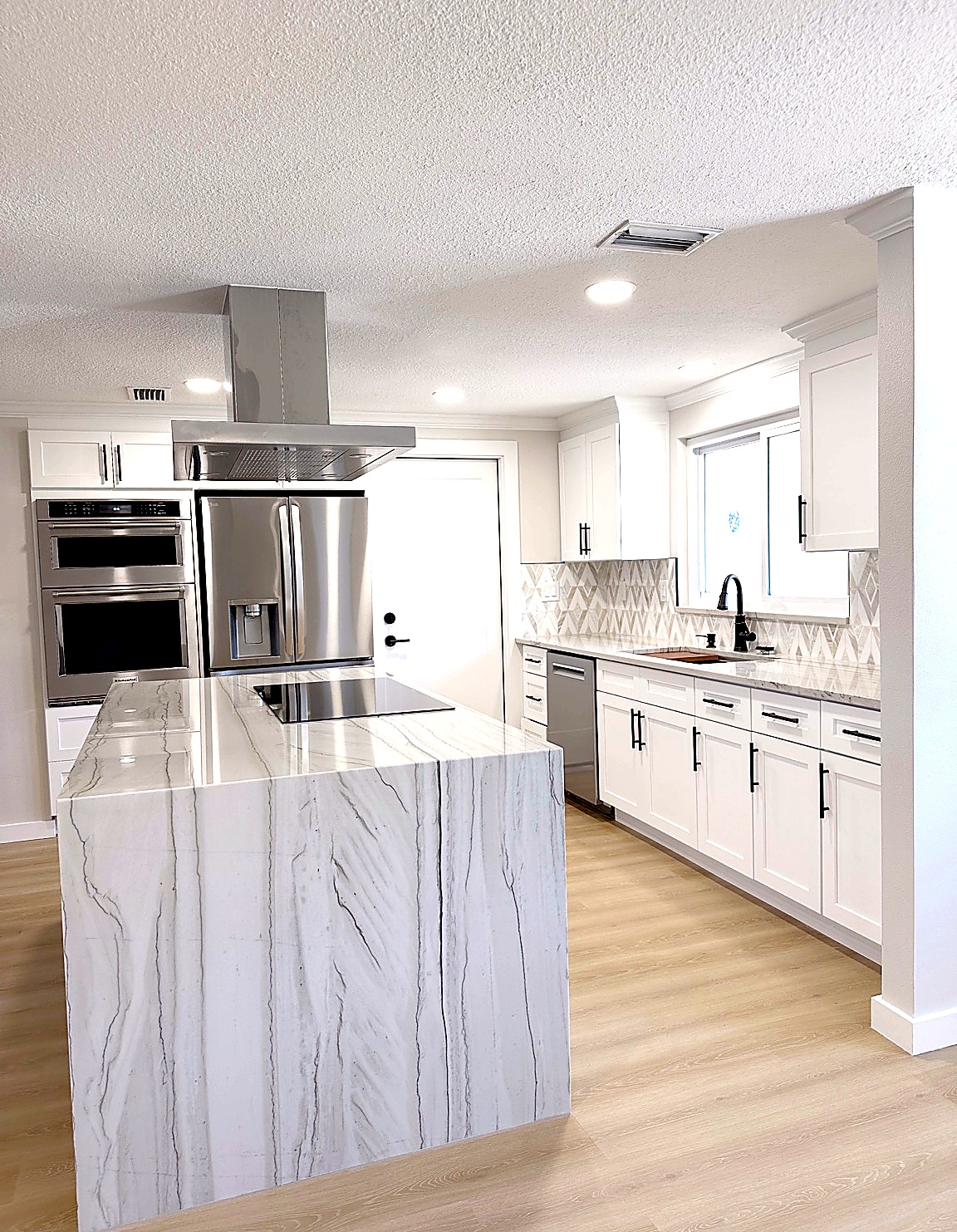 Waterfall island kitchen