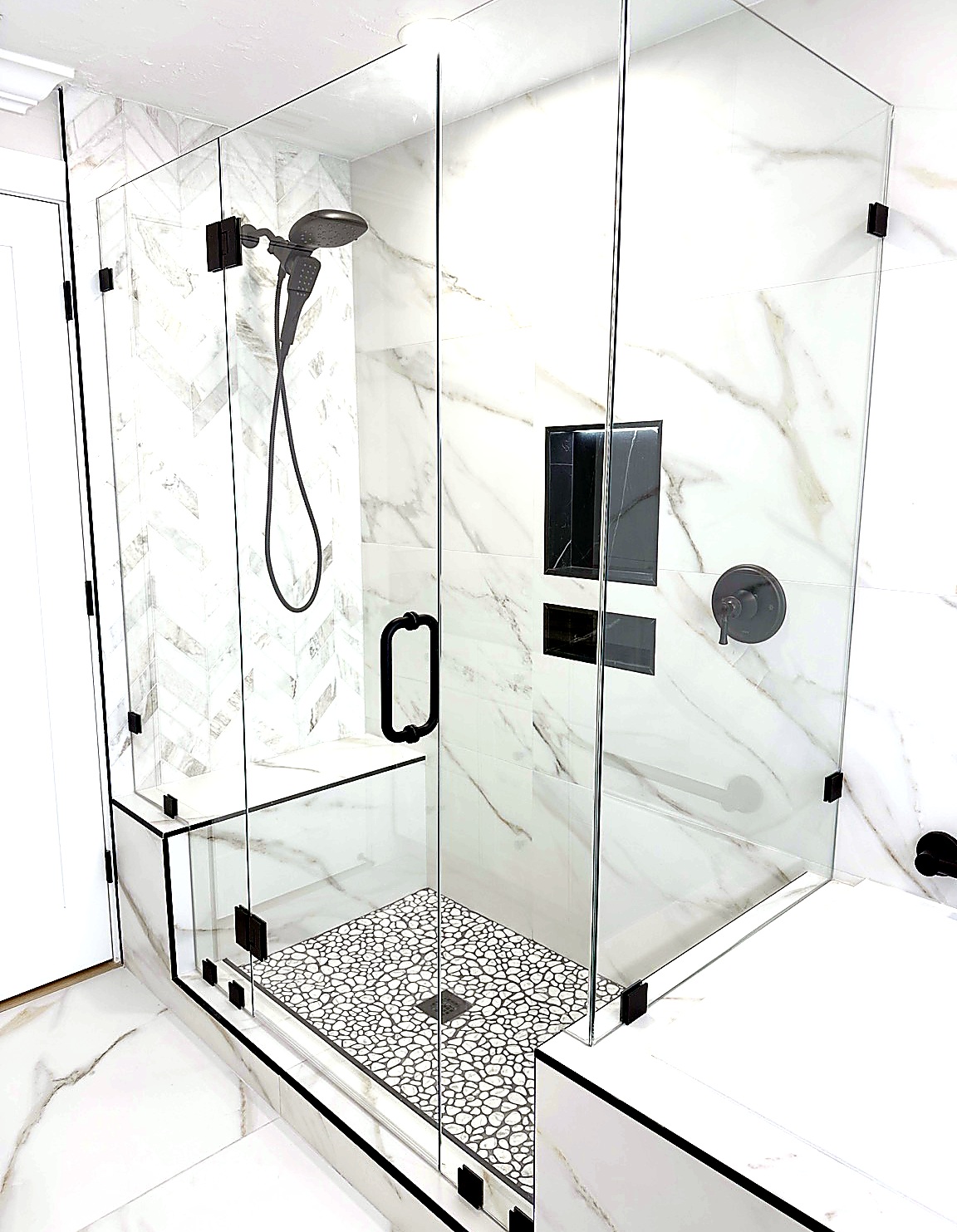 Finished shower glass
